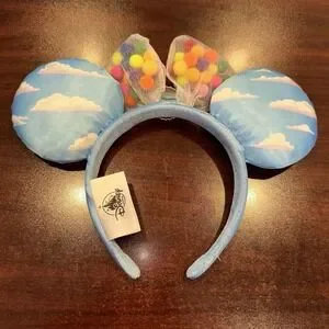 Disney Parks Pixar UP Clouds Flying House Minnie Ears Headband Grape Soda Badge