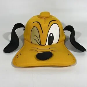 Disney Parks Pluto Hat 3D Foam Yellow Winking Eye W/ Long Floppy Ears Adult