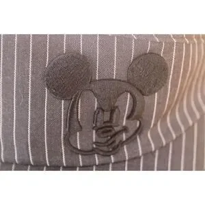 Disney Parks Striped Sun Visor With Black Embroidered Mickey OS