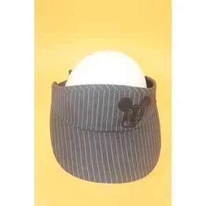 Disney Parks Striped Sun Visor With Black Embroidered Mickey OS