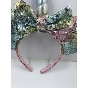 Disney Parks Unicorn Minnie Mouse Ears Headband-pastel Sequin Bow Horn