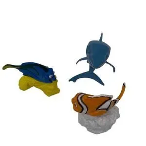 Disney Pixar Finding Nemo Lot Of 3 Toy Figurines Cake Toppers Nemo Bruce & Dory