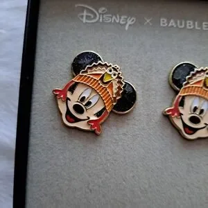 Disney X Baublebar Mickey Mouse Thanksgiving Turkey Holiday Earrings NEW