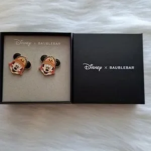 Disney X Baublebar Mickey Mouse Thanksgiving Turkey Holiday Earrings NEW