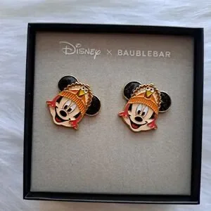 Disney X Baublebar Mickey Mouse Thanksgiving Turkey Holiday Earrings NEW