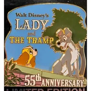 Disneyland Walt Disney's 55th Anniversary Lady And The Tramp Pin LE 3000 77710