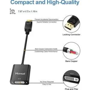 DisplayPort (DP) To DVI Adapter 10 Pack Gold-Plated Male To Female