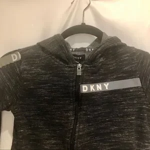 DKNY hooded Youth Size 8 Jacket Zip Up Reflective