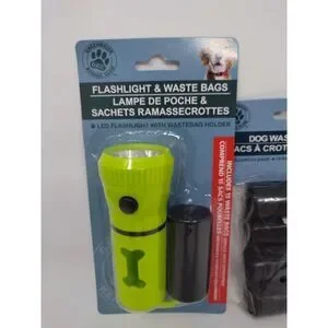 Dog Accessories Set 4 Item Lot Includes Portable Bowl Flashlight Poo Bags Toy