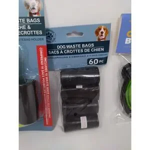 Dog Accessories Set 4 Item Lot Includes Portable Bowl Flashlight Poo Bags Toy