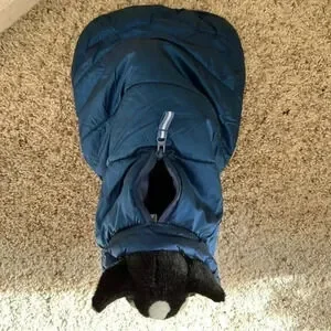 Dog Cat Coat Puffer Nano Jacket Iridescent Blue Silk And Down Feel Medium