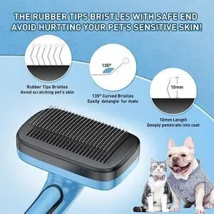 Dog Cat Grooming Brush For Pet Self Cleaning Slicker Retractable Brush