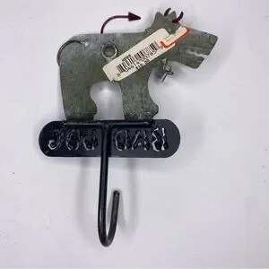 Dog Leash Key Holder 1-Hook Wall Hanger Bad Dog Metal Signage Spike Devil