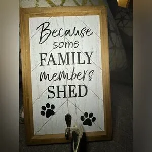 Dog Wooden Frame Picture And Hang Lint Roller