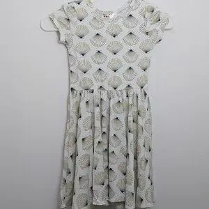 Dot Dot Smile Shiny Seashells Cap Dress Girls Size 3T 4T 3/4 Toddler White