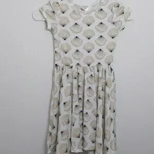 Dot Dot Smile Shiny Seashells Cap Dress Girls Size 3T 4T 3/4 Toddler White