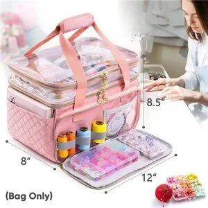 Double-Layer Sewing Storage Organizer With Transparent Top Large