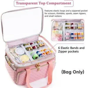 Double-Layer Sewing Storage Organizer With Transparent Top Large