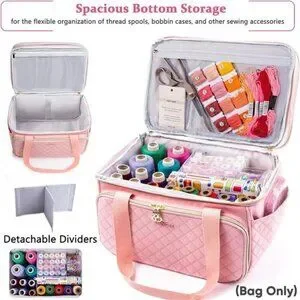 Double-Layer Sewing Storage Organizer With Transparent Top Large