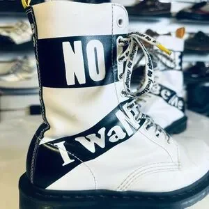 Dr. Martens X Sex Pistols 24785 White And Black Boots “No Feelings”