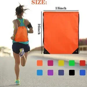 Drawstring Backpack Bags Sack Pack Cinch Tote Sport Storage Polyester Bag