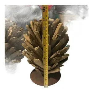 Driftwood Rustic Metal Base Candle Holder Set 2