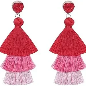 Druzy Post Tassel Layered Long Large Bohemian Earrings