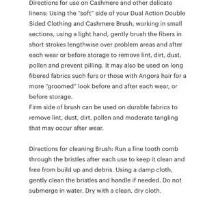 Dual Action Double Sided Clothing and Cashmere Brush 100% Premium Boar Bristles