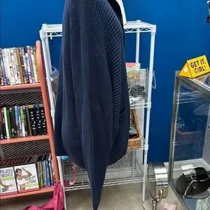 Duluth Trading Co Blue Cardigan Sweater With Ribbed Texture