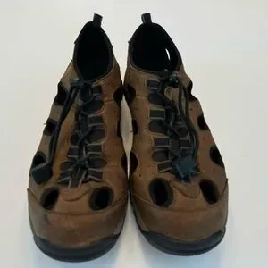 Duluth Trading Co Wild Boar Oiled Leather Sandals Brown 10 Wide 10W Adjustable