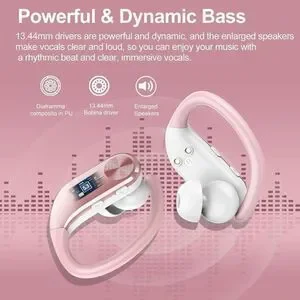 Earbuds Wireless Bluetooth Sports Headphones Waterproof Powerful Bass Pink New