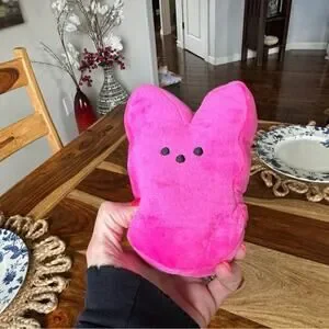 Easter Toy Peeps Plushie Bunny Stuffed Animal Holiday Gift Pink