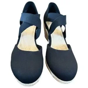 Easy Street Pari Black Canvas Espadrille Size 8.5