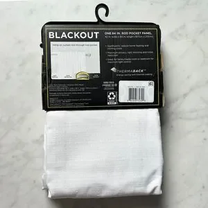 Eclipse Braxton Blackout Curtain White-One Rod Pocket Panel 42" Wide X 84" Long