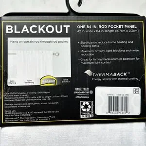 Eclipse Braxton Blackout Curtain White-One Rod Pocket Panel 42" Wide X 84" Long