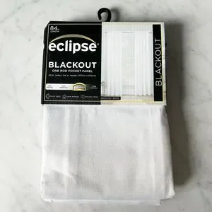 Eclipse Braxton Blackout Curtain White-One Rod Pocket Panel 42" wide x 84" long