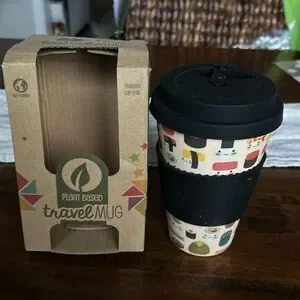 Eco-Friendly Reusable Plant Fiber Travel Mug With Sushi Design NWT