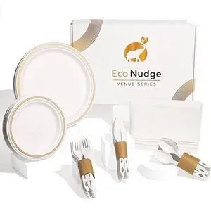 Eco Nudge Disposable Dining Set serves 25 guests Eco Friendly Biodegradable