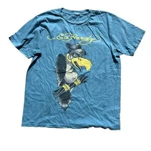 Ed Hardy Blue Graphic Bird T-Shirt men’s Sz M