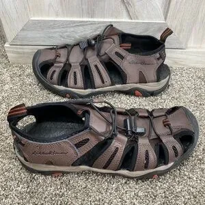 Eddie Bauer Men's Sandals Bump Toe Leather Troy Brown Outdoor Sport US 9