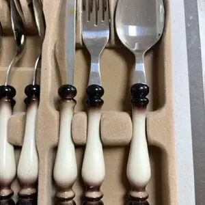 Edelstahl 18/8 Hochste Spitzenqualitat Stainless Flatware Pawn Cream Brown 23 pc