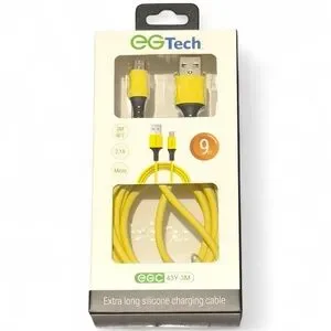 EGTech Micro USB Cable Lot 2 Pack White 3FT + Yellow 9FT Fast Charge Android