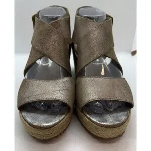 Eileen Fisher Willow Espadrille Platform Wedge Sandals Women 8.5 Metallic Bronze