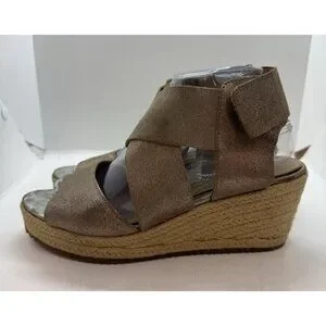 Eileen Fisher Willow Espadrille Platform Wedge Sandals Women 8.5 Metallic Bronze