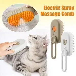 Electric Spray Handle Massage Brush For Cats & Dogs Rechargeable Cream New