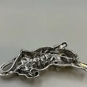 Elegant Silver And Gold Leopard Brooch