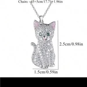 Elegant Silver Cat Necklace NWT