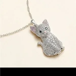 Elegant Silver Cat Necklace NWT