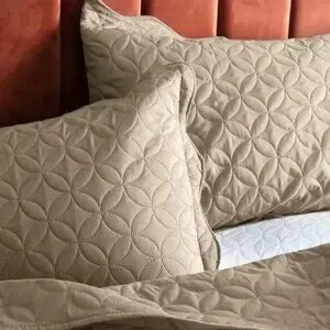 Elegant Taupe Quilted Lightweight Bedspread 3pc Set King