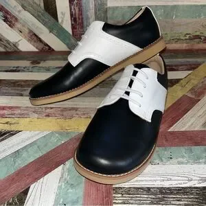 Elephantito Golfers Black & White Saddle Shoes Big Boys NWT Leather SZE 6